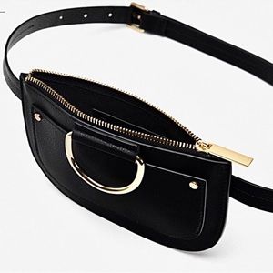 Zara belt bag, black with ring detail
